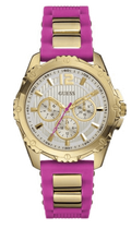 Guess Intrepid White Dial Two Tone Silicon Strap Watch For Women - W0325L3