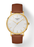 Tissot T Classic Everytime White Dial Brown Leather Strap Watch For Men - T109.410.36.031.00