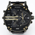 Diesel Mr Daddy 2.0 Chronograph Black Dial Black Leather Strap Watch For Men - DZ7348
