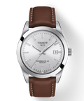 Tissot Gentleman Powermatic 80 Silicium Silver Dial Brown Leather Strap Watch For Men - T127.407.16.031.00