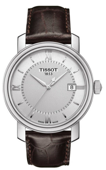 Tissot T Classic Bridgeport Silver Dial Brown Leather Strap Watch For Men - T097.410.16.038.00