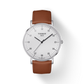 Tissot T Classic Everytime Large White Dial Brown Leather Strap Watch For Men - T109.610.16.037.00