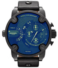 Diesel Little Daddy Blue Dial Black Leather Strap Watch For Men - DZ7257