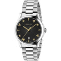 Gucci G Timeless Black Dial Silver Steel Strap Watch For Women - YA1264029