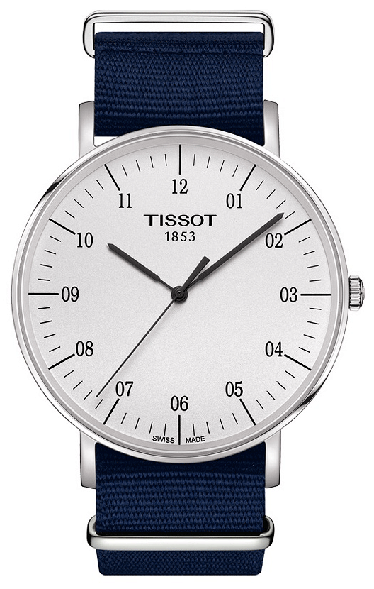 Tissot T Classic Everytime Large White Dial Blue NATO Strap Watch For Men - T109.610.17.037.00
