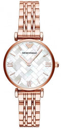 Emporio Armani Mother of Pearl Dial Rose Gold Steel Strap Watch For Women - AR11110