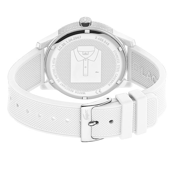 Lacoste 12.12 White Dial White Silicone Strap Watch for Men - 2011069