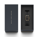 Daniel Wellington Quadro Pressed Ashfield Black Dial Black Mesh Strap Watch for Women - DW00100467
