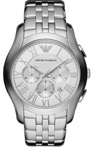 Emporio Armani Velente Chronograph Quartz Silver Dial Silver Steel Strap Watch For Men - AR1702