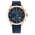 Tommy Hilfiger Henry Chronograph Quartz Blue Dial Blue Leather Strap Watch For Men - 1710475