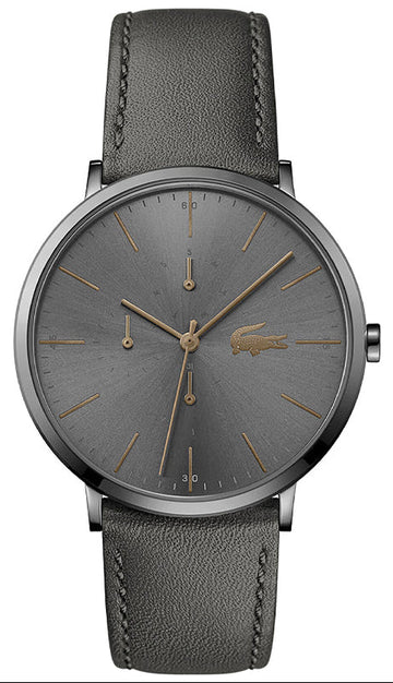 Lacoste Moon Gray Dial Gray Leather Strap Watch for Men - 2011059