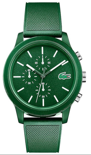 Lacoste 12.12 Chronograph Green Dial Green Silicone Strap Watch for Men - 2010973