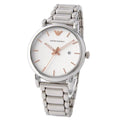 Emporio Armani Quartz White Dial Silver Steel Strap Watch For Men - AR90000