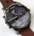 Diesel Mr Daddy Chronograph Blue Dial Brown Leather Strap Watch For Men - DZ7314