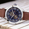 Tommy Hilfiger Bruce Analog Blue Dial Brown Leather Strap Watch for Men - 1791278