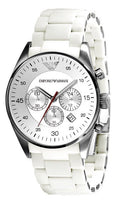 Emporio Armani Sport Chronograph White Dial White Silicone Strap Watch For Men - AR5859