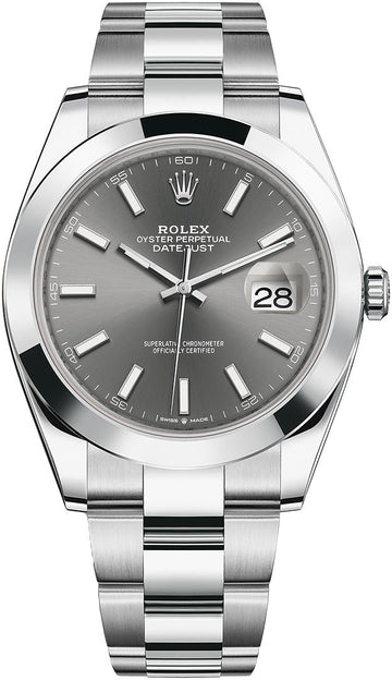 Rolex Datejust 41 Oyster Grey Dial Oystersteel Strap Watch for Men - M126300-0007