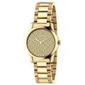 Gucci G Timeless Gold Dial Gold Steel Strap Watch For Women - YA126553