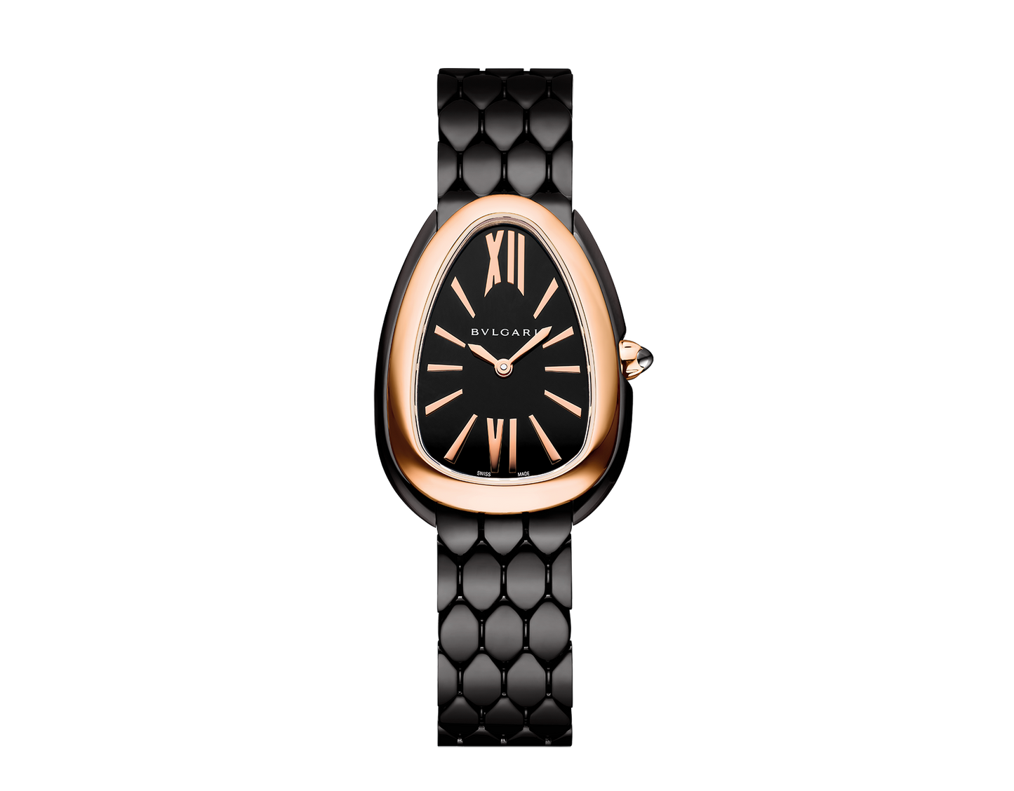 Bvlgari Serpenti Seduttori Black Dial Black Steel Strap Watch for Women - SERPENTI103704