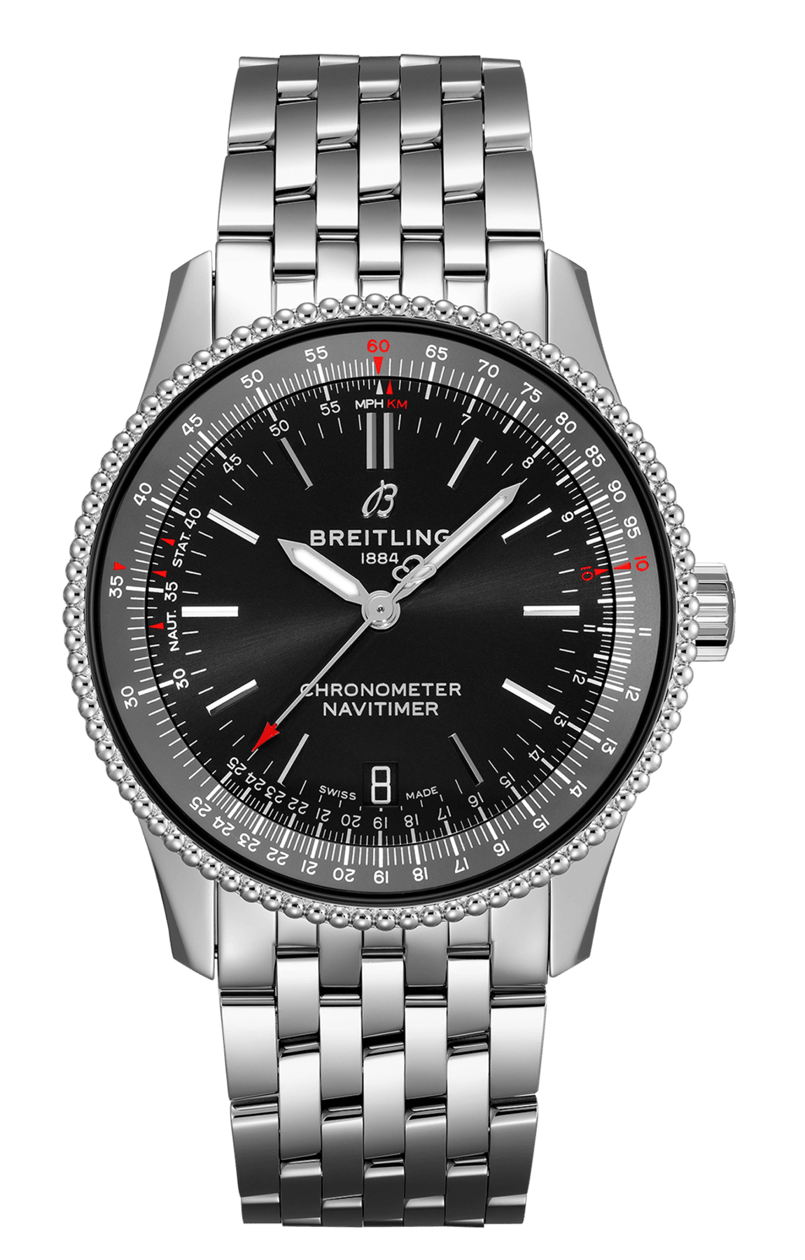 Breitling Navitimer Automatic 38mm Black Dial Stainless Steel Mens Watch - A17325241B1A1