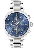 Hugo Boss Grand Prix Blue Dial Silver Steel Strap Watch for Men - 1513478