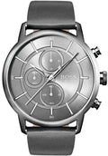 Hugo Boss Architectural Grey Dial Grey Leather Strap Watch for Men - 1513570