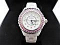 Chanel J12 Sapphire Bezel Ceramic White Dial White Steel Strap Watch for Women - J12 H2010