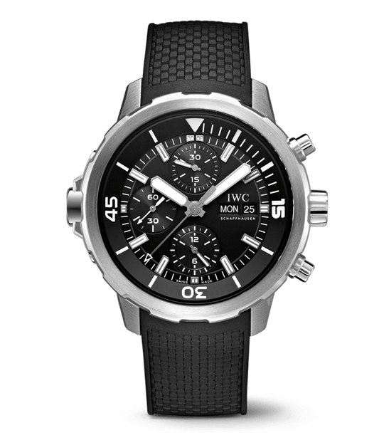 IWC Aquatimer Chronograph Black Dial Black Leather Strap Watch for Men - IW376803