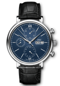 IWC Portofino Chronograph Blue Dial Black Leather Strap Watch for Men - IW391023