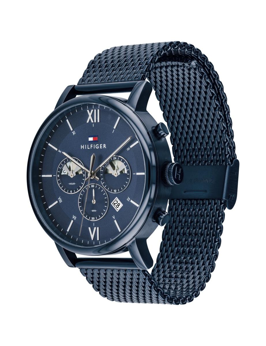 Tommy Hilfiger Evan Blue Dial Blue Mesh Bracelet Watch for Men - 1710397