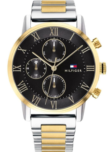 Tommy Hilfiger Analog Black Dial Two Tone Steel Strap Watch for Men - 1791539
