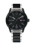 Tommy Hilfiger Sneaker Quartz Black Dial Two Tone Steel Strap Watch for Men - 1791619