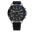 Tommy Hilfiger Bank Quartz Black Dial Black Rubber Strap Watch for Men - 1791724