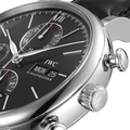 IWC Portofino Chronograph Black Dial Black Leather Strap Watch for Men - IW391029