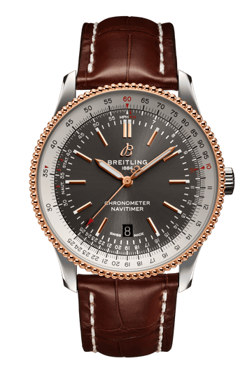 Breitling Navitimer 1 Automatic 41mm Black Dial Brown Leather Strap Mens Watch - U17326211M1P1