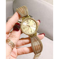 Guess Chiffon Gold Dial Gold Mesh Bracelet Watch For Women - W1083L2