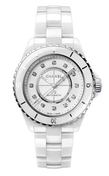 Chanel J12 Quartz Diamonds White Dial White Steel Strap Watch for Women - J12 H5703