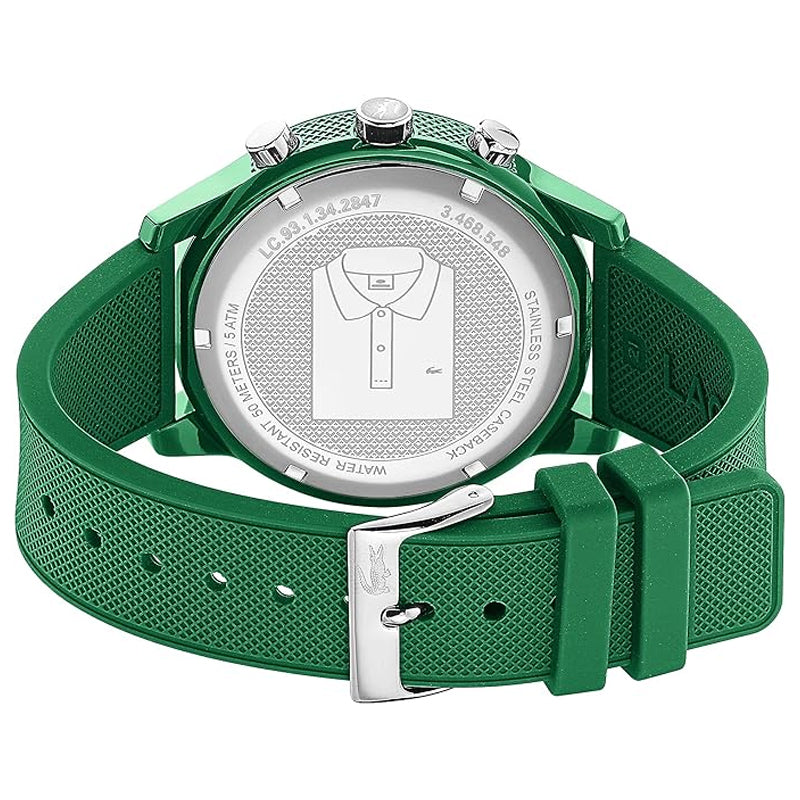 Lacoste 12.12 Chronograph Green Dial Green Silicone Strap Watch for Men - 2010973