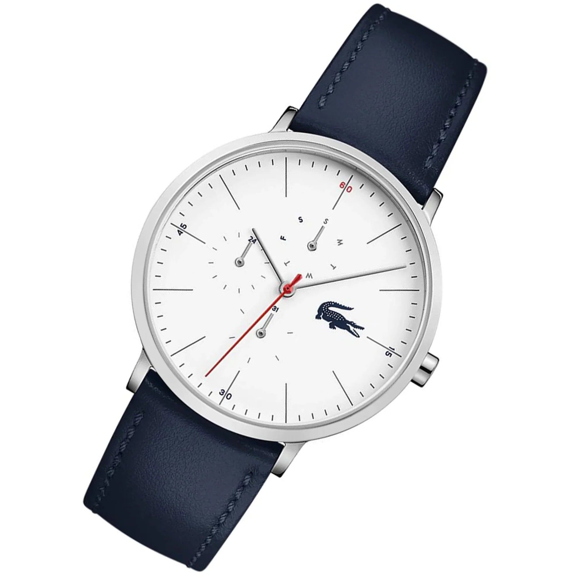 Lacoste Moon Multifunction White Dial Blue Leather Strap Watch for Men - 2010975