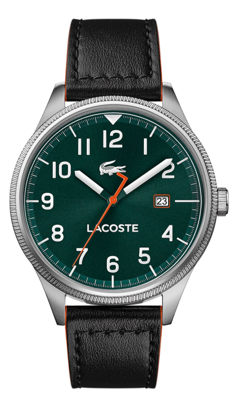 Lacoste Continental Green Dial Black Leather Strap Watch for Men - 2011019