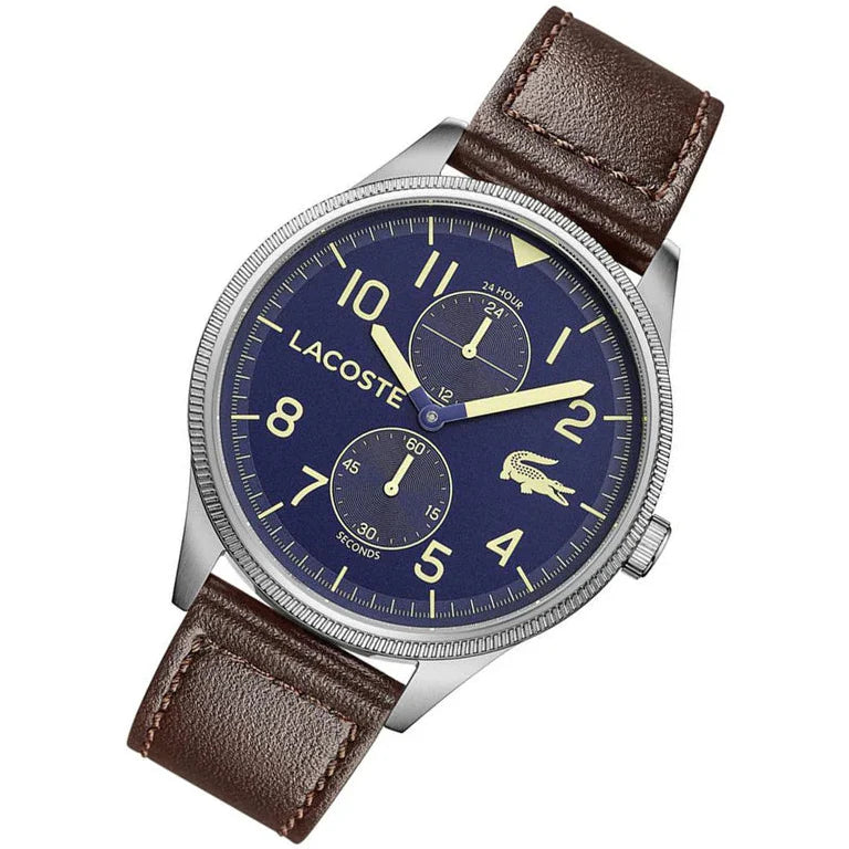 Lacoste Continental Blue Dial Brown Leather Strap Watch for Men - 2011040