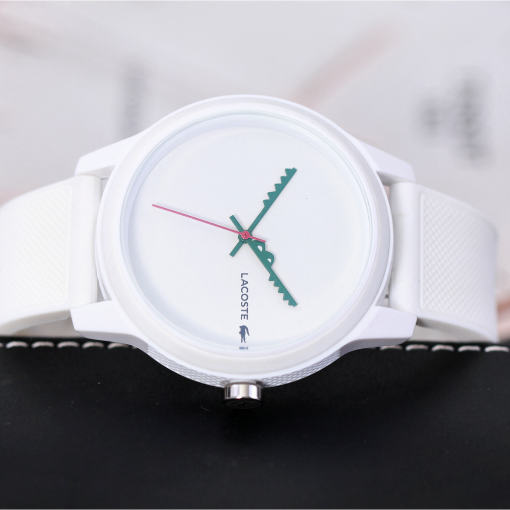 Lacoste 12.12 White Dial White Silicone Strap Watch for Men - 2011069
