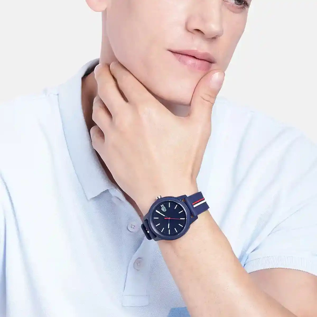 Lacoste 12.12 Blue Dial Two Tone Silicon Strap Watch for Men - 2011070
