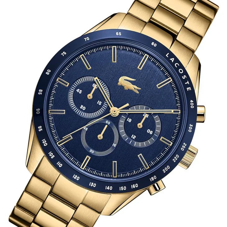 Lacoste Boston Blue Dial Gold Steel Strap Watch for Men - 2011096