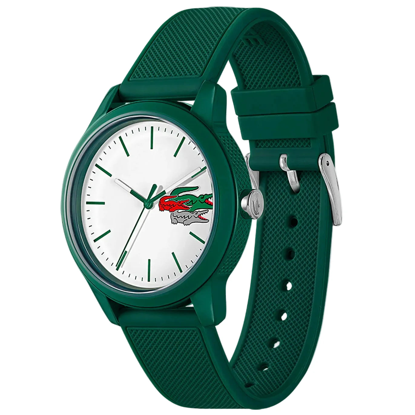 Lacoste 12.12 White Dial Green Silicon Strap Watch for Men  - 2011135