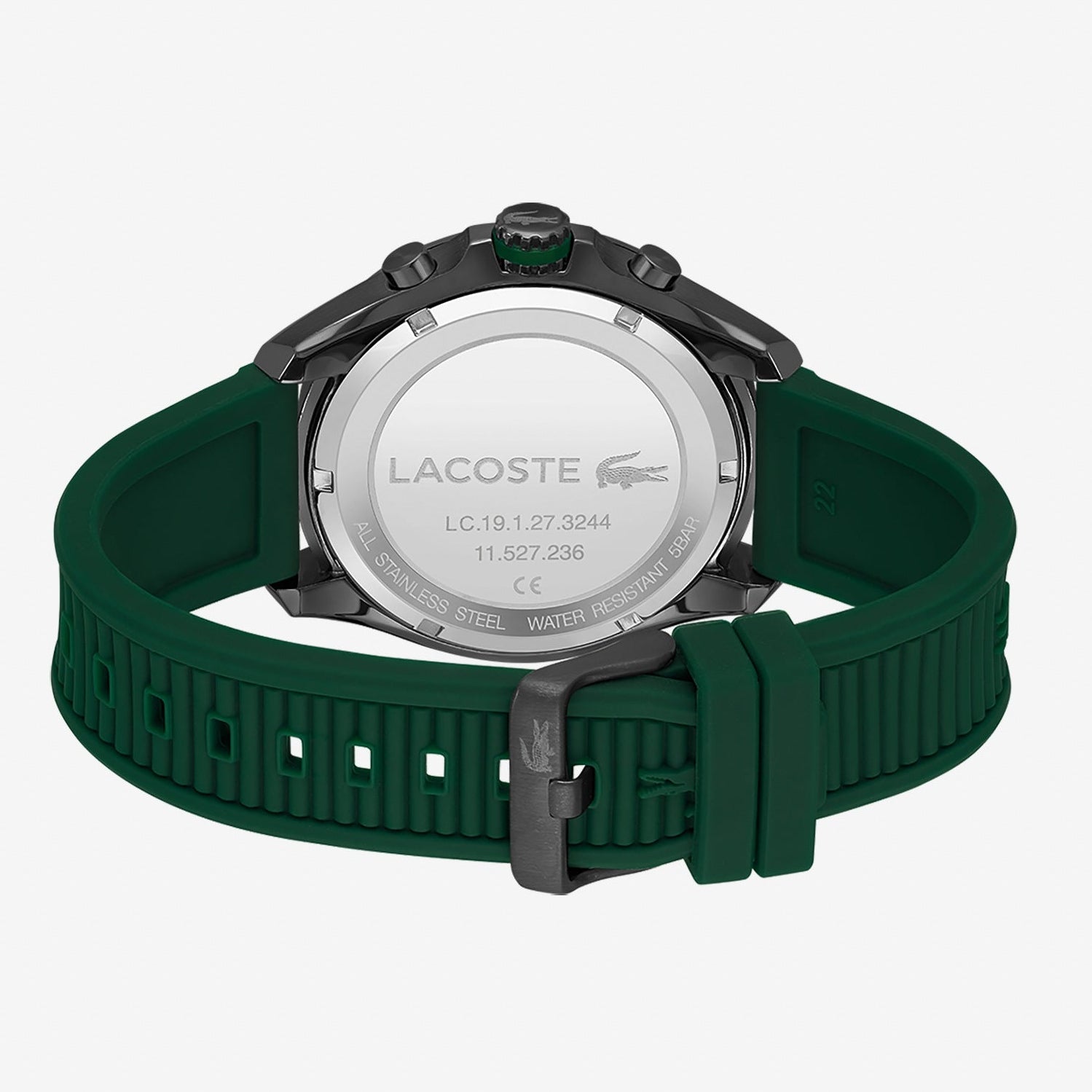 Lacoste Tiebreaker Chronograph Black Dial Green Silicon Strap Watch for Men - 2011153