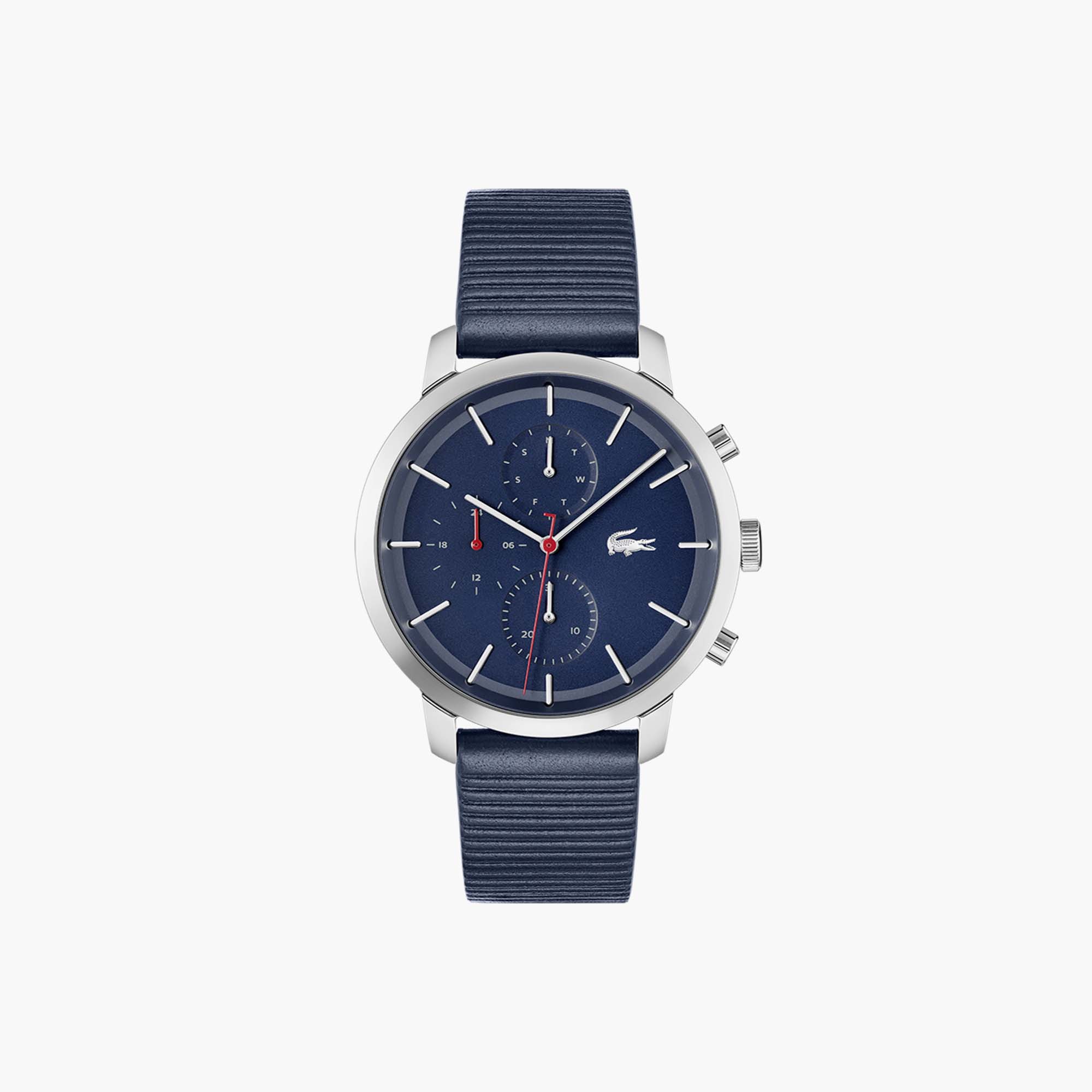 Lacoste Replay Chronograph Blue Dial Blue Leather Strap Watch for Men - 2011176