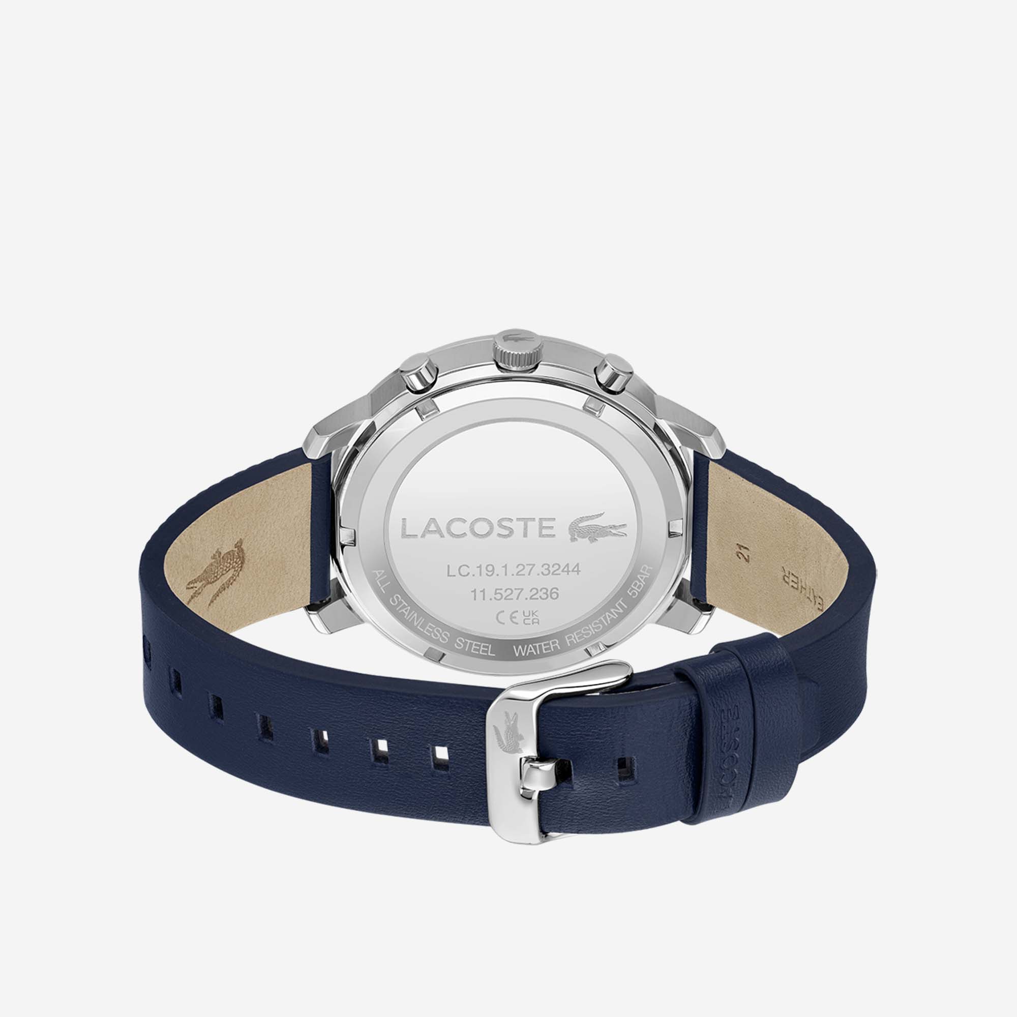 Lacoste Replay Chronograph Blue Dial Blue Leather Strap Watch for Men - 2011176