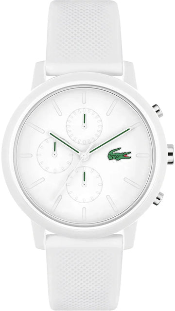 Lacoste 12.12 Chronograph White Dial White Silicon Strap Watch for Men  - 2011246