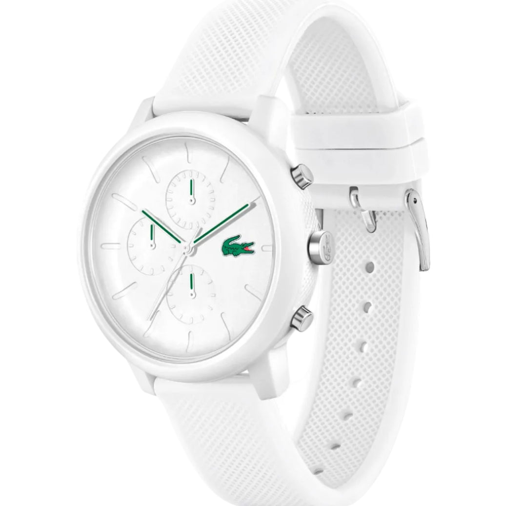 Lacoste 12.12 Chronograph White Dial White Silicon Strap Watch for Men  - 2011246